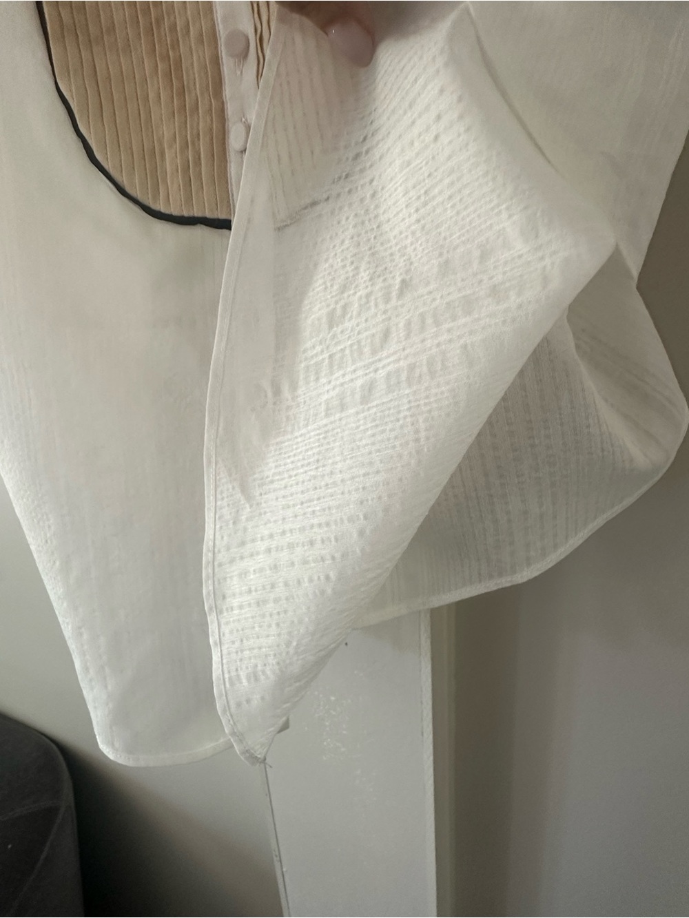 ZARA STUDIO COLLECTION WHITE SPAGHETTI STRAP A-LINE TUXEDO SUMMER BLOUSE SZ M - Picture 5 of 9